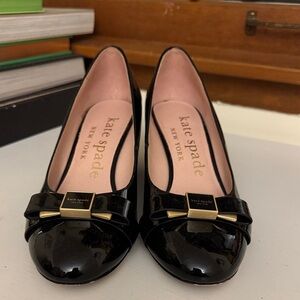 Kate Spade Black Patent Bowdie Wedges